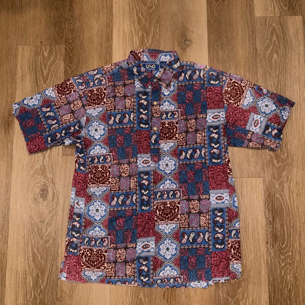 Vintage Ono & Company Men XL Aloha Hawaiian Shirt 100% Cotton Casual Business
